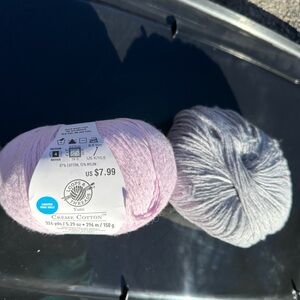 Loops & Threads Creme Cotton Yarn in Light Pink and Grey